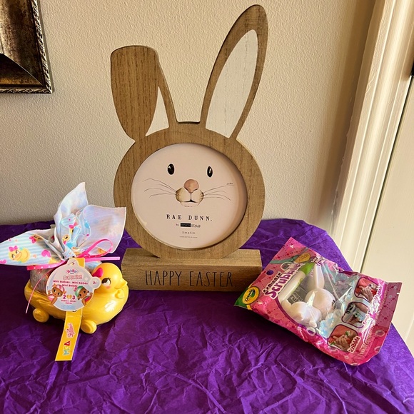 Rae Dunn Other - Rae Dunn Happy Easter Bunny frame & mini baby born surprise & scrubbie bunny NWT